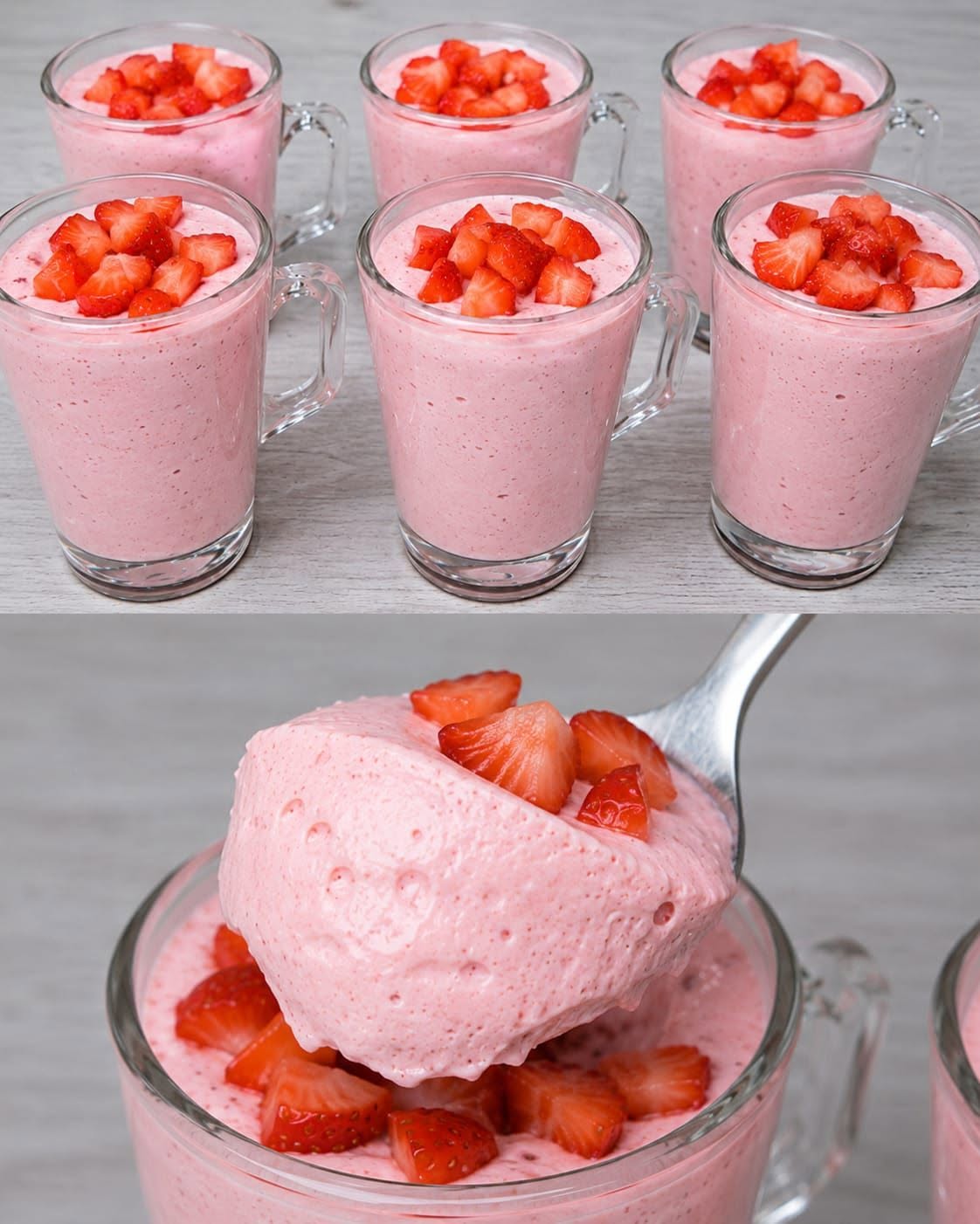Romig aardbeiendessert