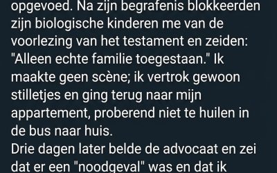 Ik Werd Gedwongen de Voorlezing van het Testament van Mijn Stiefvader te Verlaten — Drie Dagen Later Belde de Advocaat Me Terug