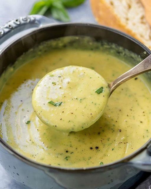 Romige courgettesoep met knoflook, ideaal om af te vallen.