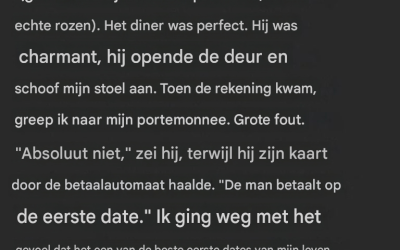 Mijn partner stond erop de rekening te betalen – ik heb er spijt van dat ik hem dat heb laten doen.