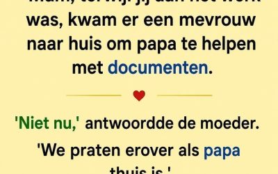 Grap van het moment: Een klein meisje praat met haar moeder