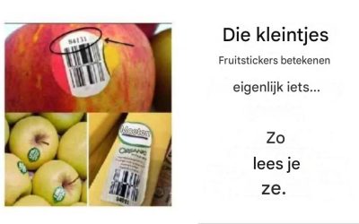 Die kleine stickers op het fruit hebben een specifieke betekenis.