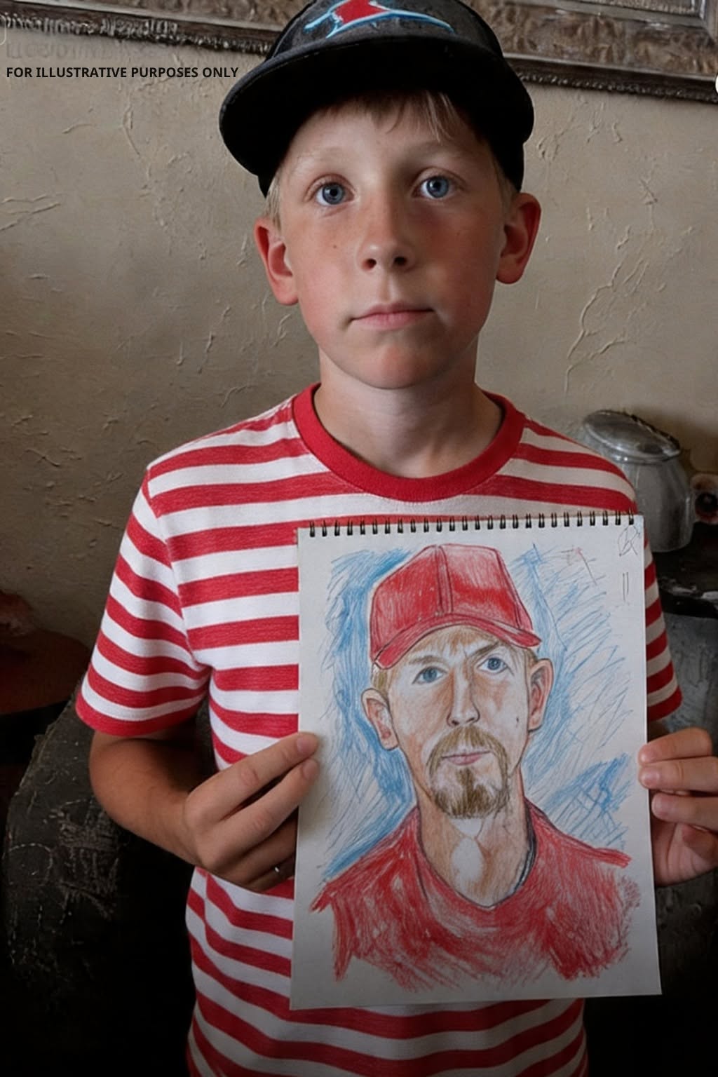Mijn 8-jarige zoon tekende zes maanden lang steeds dezelfde man… Toen stond er ineens iemand met een rode hoed voor mijn deur.