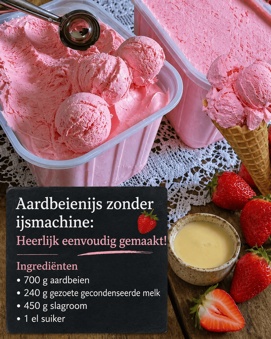 Aardbeienijs zonder ijsmachine: in een handomdraai gemaakt!