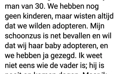 De schokkende voorwaarde: Waarom de adoptie van mijn schoonzus’ baby een bittere familiestrijd werd