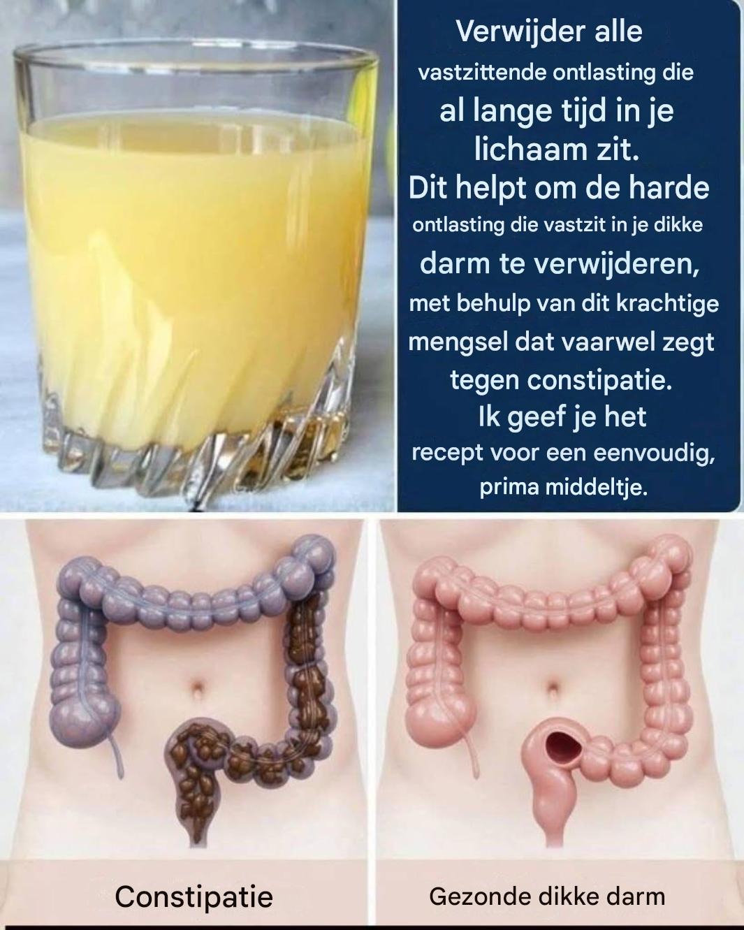 Verwijder alle vastzittende ontlasting die al lange tijd in je lichaam zit. Dit helpt zelfs tegen kauwgom die je op de kleuterschool hebt gegeten. Met dit krachtige mengsel zeg je vaarwel tegen verstopping. Ik geef je het recept voor een simpele “OK”.