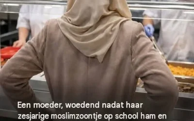 Een moeder, woedend nadat haar zesjarige moslimzoontje op school ham en spek has gegeten